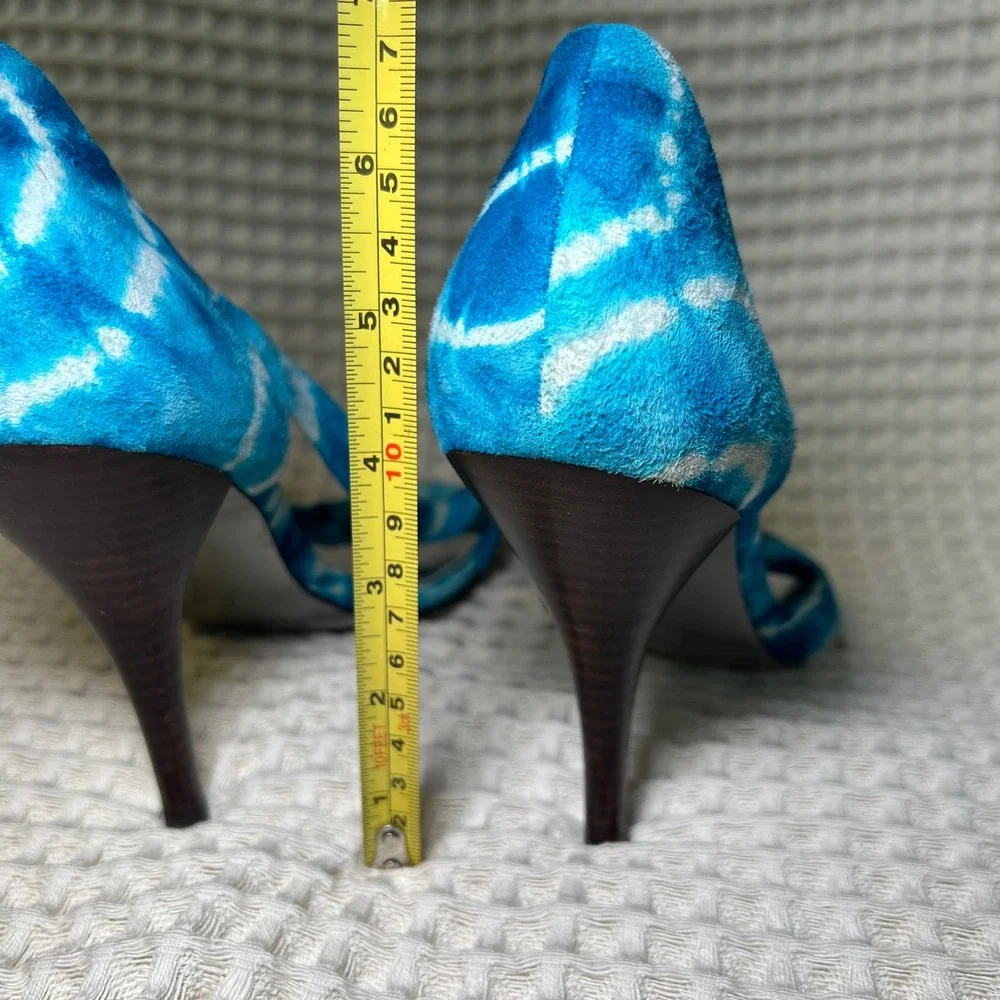 CARLOS BY CARLOS‎ SANTANA Blue Tie Dye 80s Bow Stiletto Heels Women's Size 10M